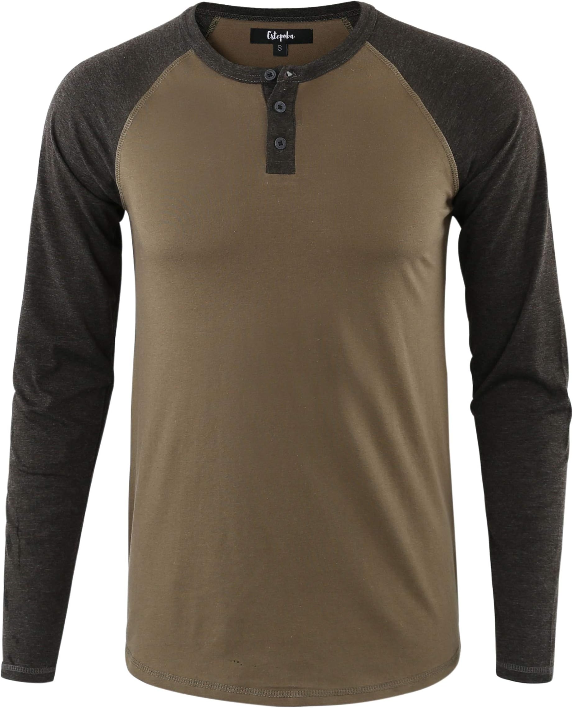 Estepoba Mens Athletic Regular Fit Long Sleeve Active Henley Shirt Baseball Tee