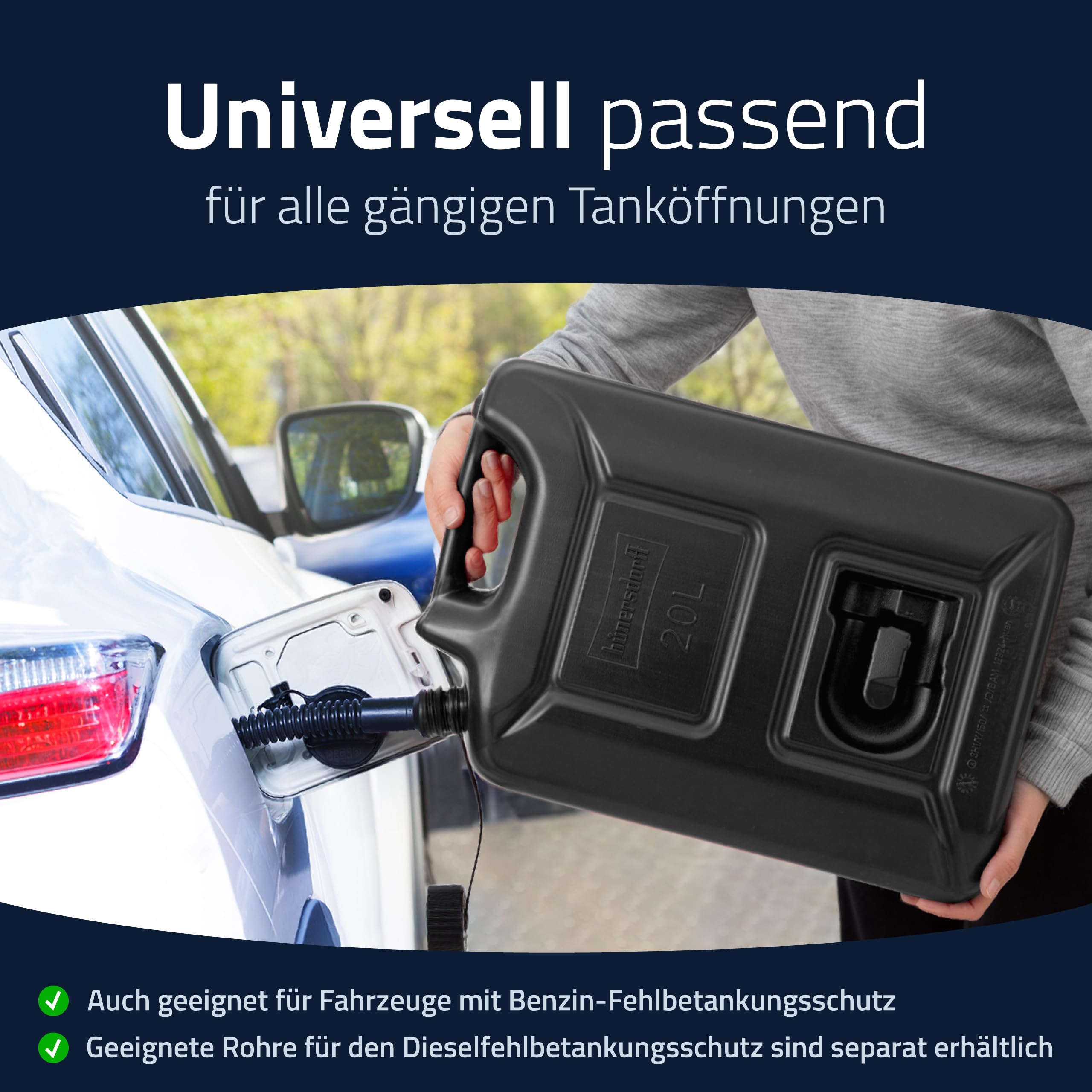 hünersdorff Kraftstoff-Kanister Profi 20L für Benzin, Diesel und andere Gefahrgüter, UN-Zulassung, Made in Germany, TÜV-geprüfte Produktion, schwarz 6