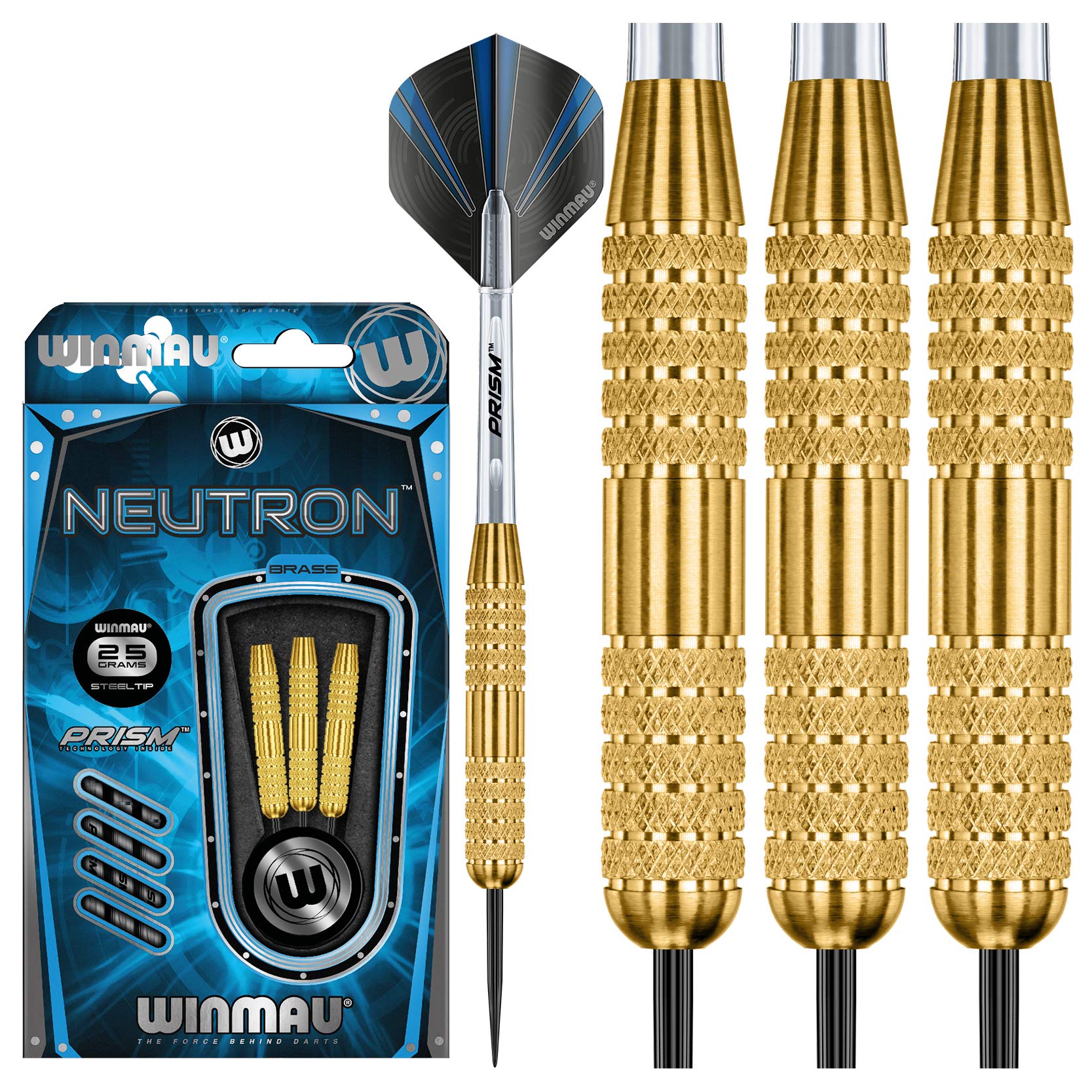 WINMAU Neutron 25 gram Brass Darts with Prism Flights and Shafts (Stems)