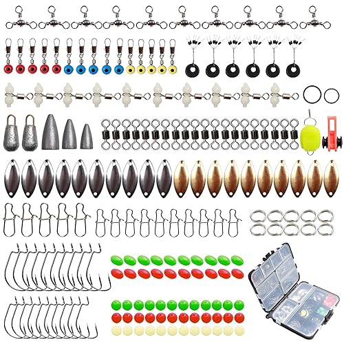 aiyraa 183pc Sea Fishing Tackle Kit - 3pc Pike Lures Set-10pc Spinner Bait Kit (silvery, s