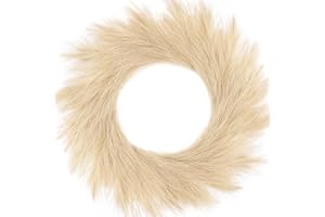 Hananona Artificial Pampas Grass Wreath, 26" Faux Pampas Grass Decor for Home Boho Fall Decoration Modern Christmas Decor (Beige, 1)