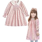Curipeer Baby Girls Long Sleeve Fall Floral Dress Flower Printed Toddler Ruffle Dress for Autumn and Spring Pink 3T