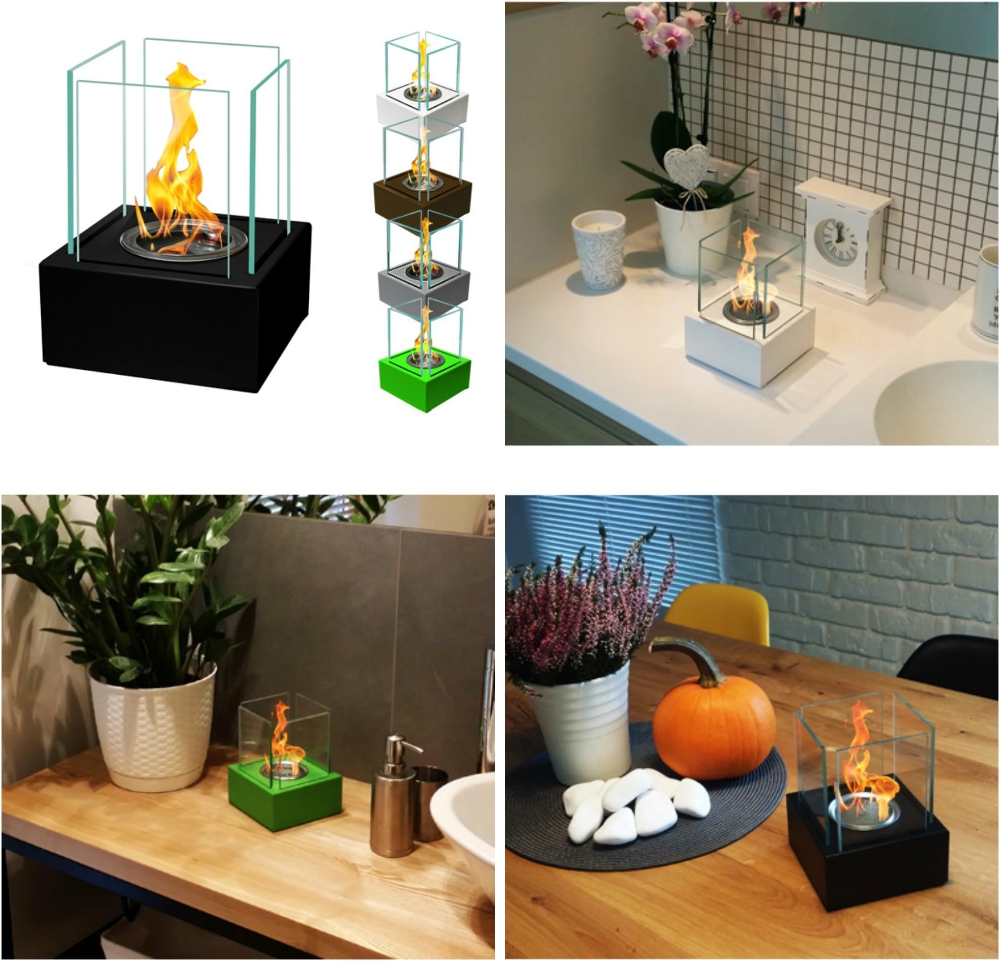 Bio Ethanol Gel Portable Table Fireplace indoor outdoor use grey