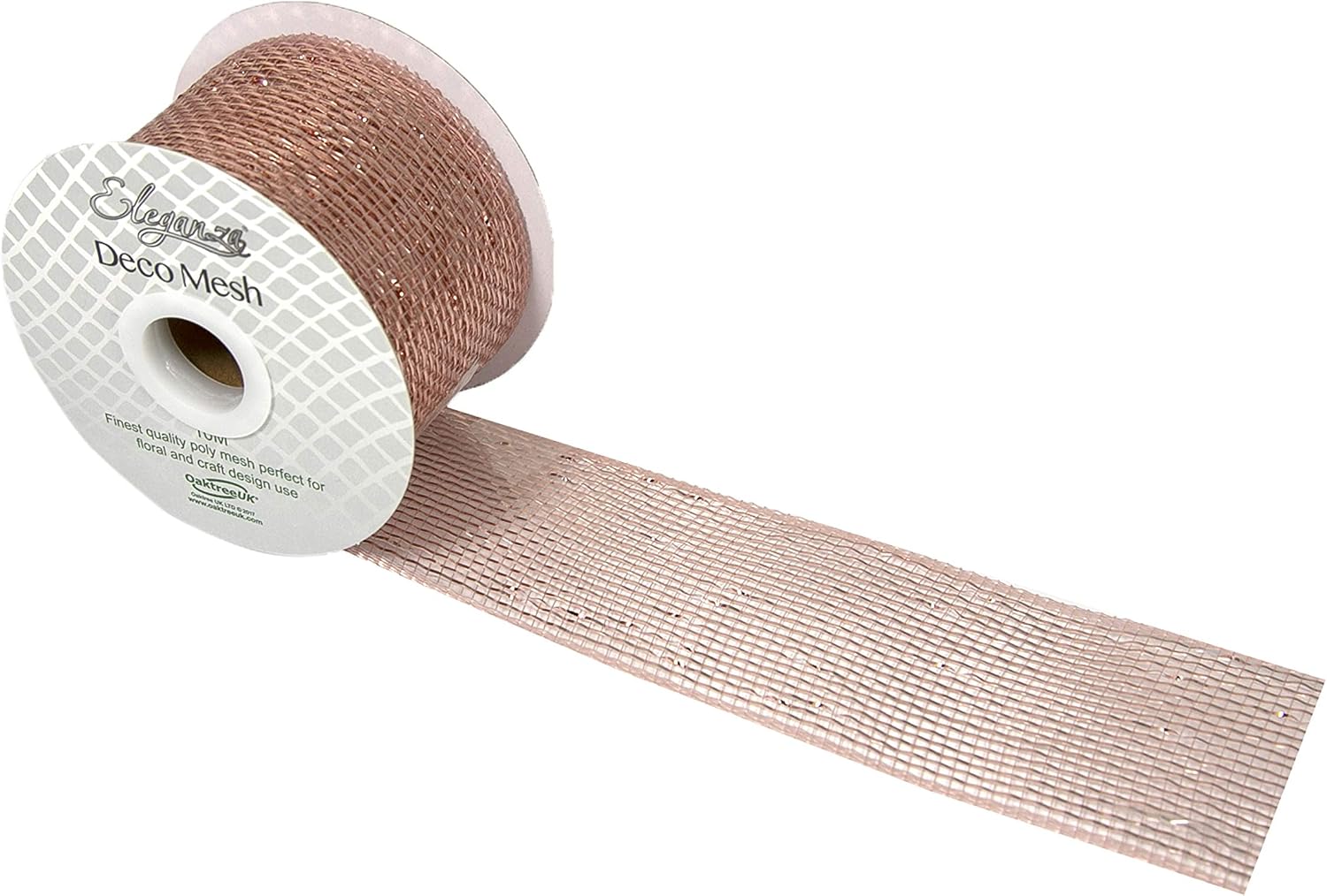 Eleganza Metallic Deco Mesh, Rose Gold, 63mm x 10m