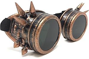 UMBRELLALABORATORY Steampunk Aviator Pilot motorcycle goggles Victorian vintage copper spiked welding Glasses for women men