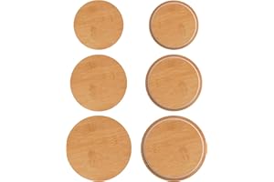 Linkidea 6 Pcs Round Wooden Replacement Lids with Silicone Ring, Compatible with Pyrex Model 7200, 7201-PC, 7402-PC, Airtight