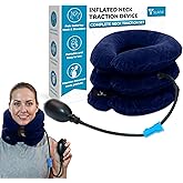 SLANA Inflatable Neck Traction Device - Cervical Traction Device & Adjustable Neck Stretcher & Support Brace, Cervical Pillow for Pain Relief, Neck Decompression Pillow Home Use - Blue