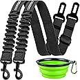 COOYOO Dog Seat Belt,3 Piece Set Retractable Dog Car Seatbelts Adjustable Pet Seat Belt for Vehicle Nylon Pet Safety Seat Bel