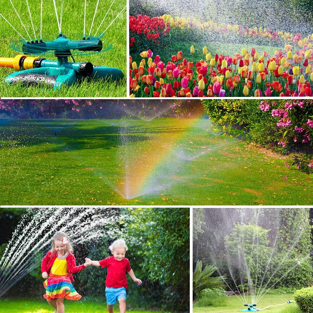 SZMZ Water Sprinkler Lawn Sprinkler, 360 Degree Rotating Durable and Portable Automatic Garden Sprinkler for Yard and Kids, Connected in Series for Large Area Irrigation and Easy to Install : Garden & Outdoor