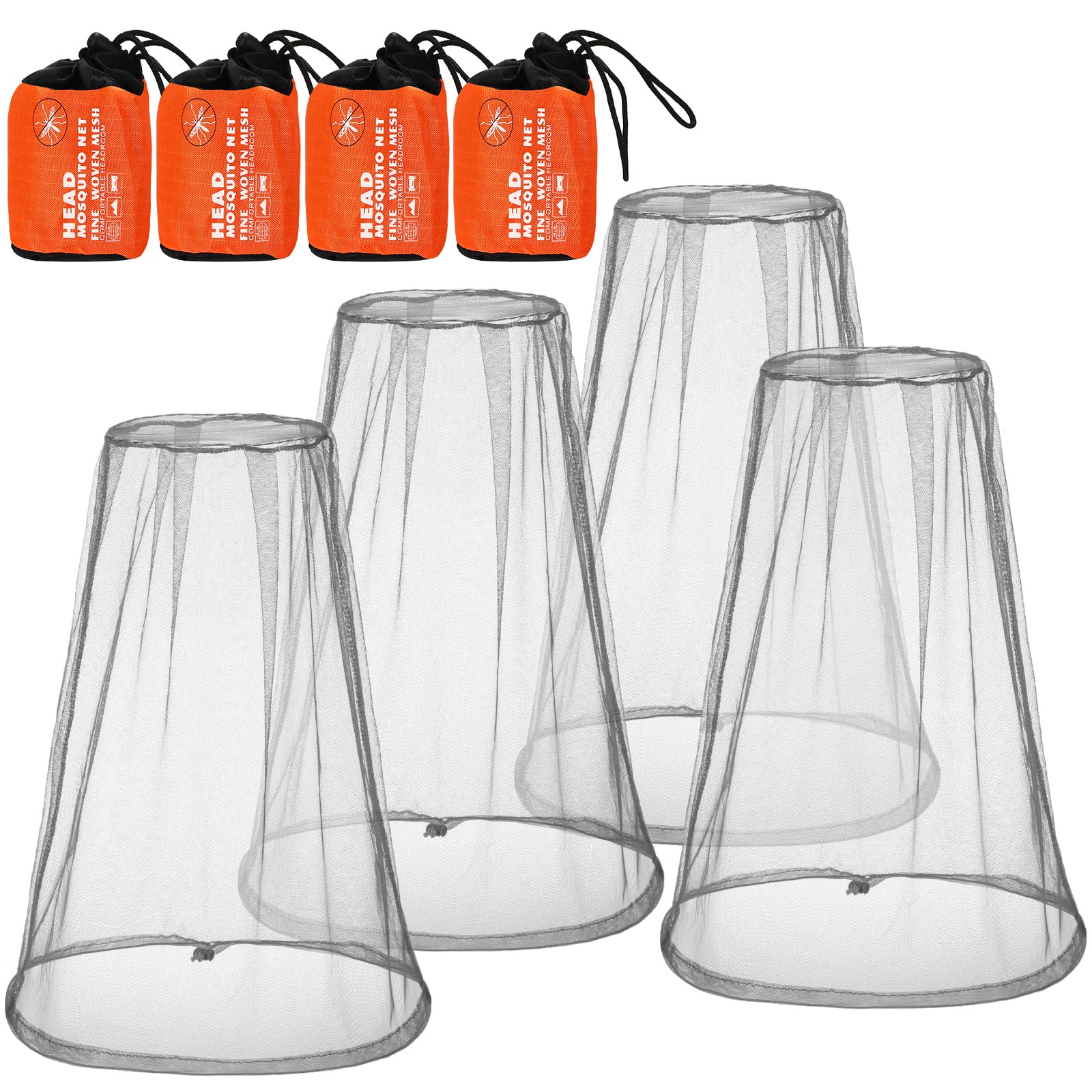 Photo 1 of HESTYA 4 Pack Mosquito Bug Net Mesh for Head Mosquito Head Net Face Neck Fly Netting Hood from Insect Bugs Gnats for Outdoor(Gray)