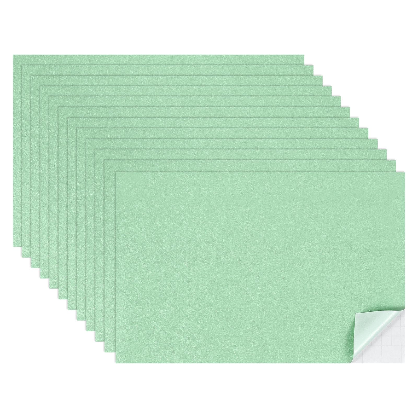 sourcing map 12 Sheets Miniature Dollhouse Wallpaper, Silk Pattern Self-Adhesive PVC Flooring Wall, Mini Wall Decor for Dollhouse Sand Table Model Accessories 11.81 x 7.87 Inch (Green)