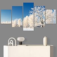 SIGNWIN 5 Panel Canvas Wall Art Modern Art Forest Multicolor Photography Relax/Calm Romantics Scenic for Home Decorations Ready to Hang - 60