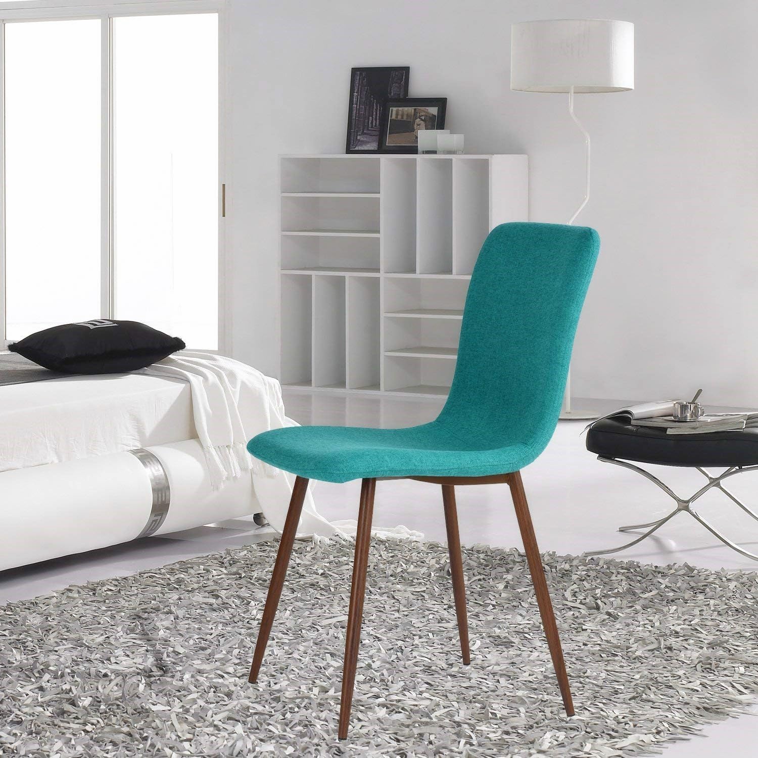 Coavas Dining Chairs Set of 4, Kitchen Chairs with Fabric Cushion Seat Back, Modern Mid Century Living Room Side Chairs with Sturdy Metal Legs for Kitchen Dining Room,Green: Home & Kitchen