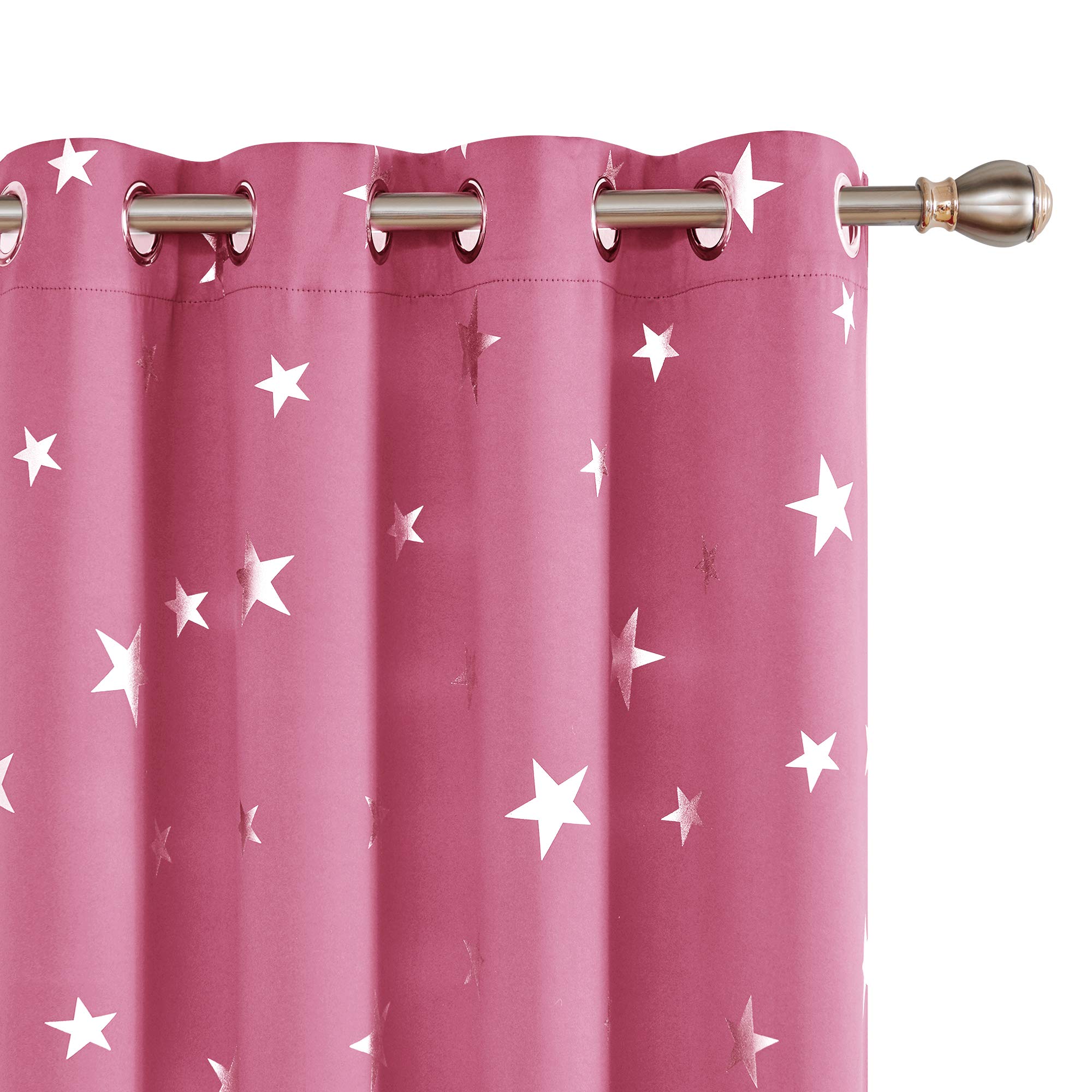 Deconovo Pink Blackout Curtains Eyelet Thermal Insulated Foil Printed Blackout Curtains for Livingroom 46 x 90 Inch 1 Pair
