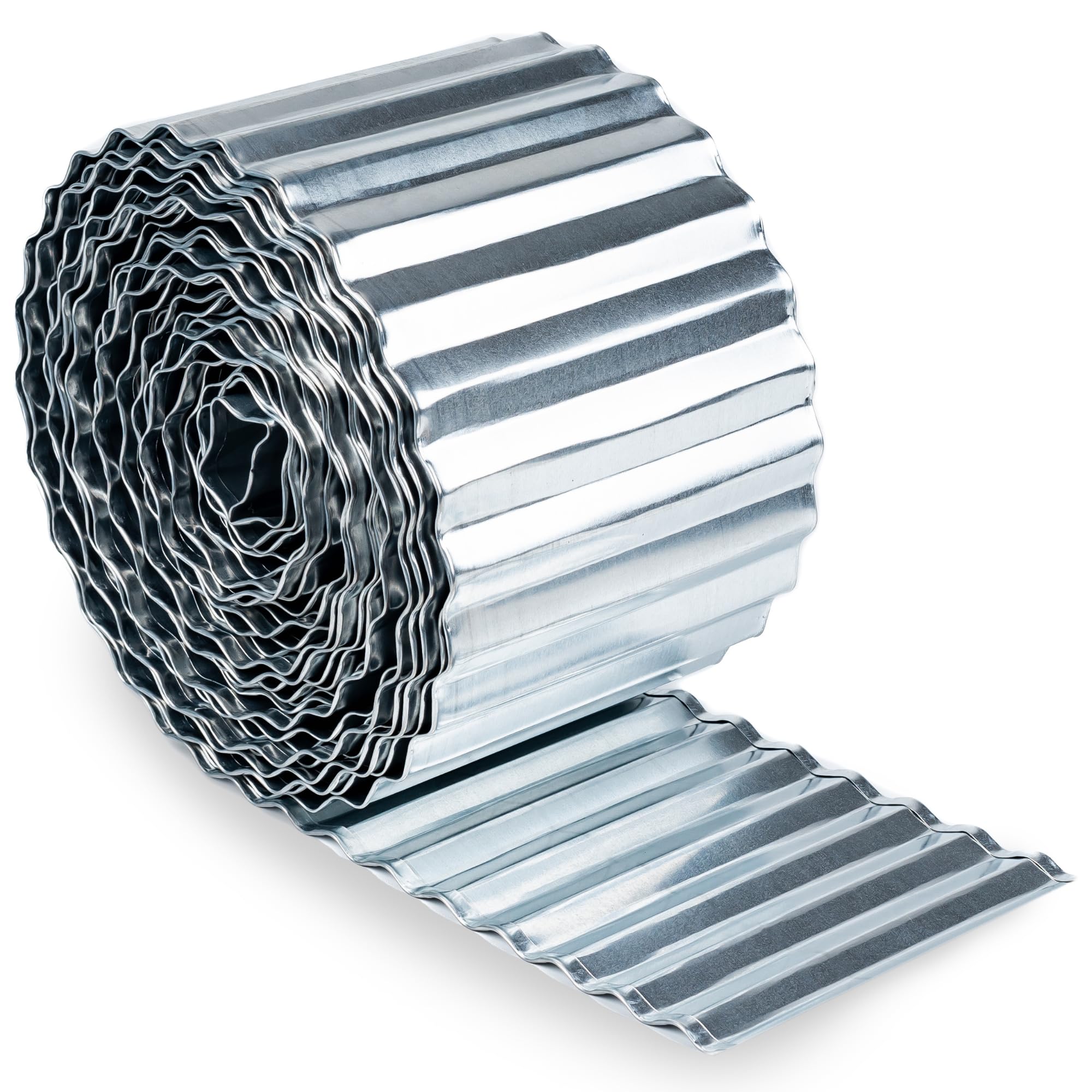 UNIGARDIA Galvanised Steel Lawn Edging 6 m - Metal Garden Edging 15 cm High - Easy to Install - Corrugated Garden Edge Border, Incl. 1 Pair of Assembly Gloves