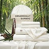 Bedsure 100% Organically Grown Bamboo Viscose Sheets - 18 Inches Deep Pocket Sheets with Elastic Corner, California King Sheet Sets, Ultra-Soft, Silky & Cooling Bedsheets, Oeko-Tex, 4 Pieces, Ivory