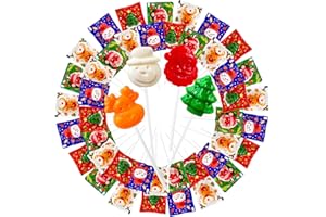 DELICYUM Christmas-Themed Candy Lollipops Stocking Stuffers 42 Pk, Christmas-Tree, Santa, Snowman, Reindeer Lollipops Candy Suckers Individually Wrapped Bulk with 4 Fruit Flavors for Gift Boxes