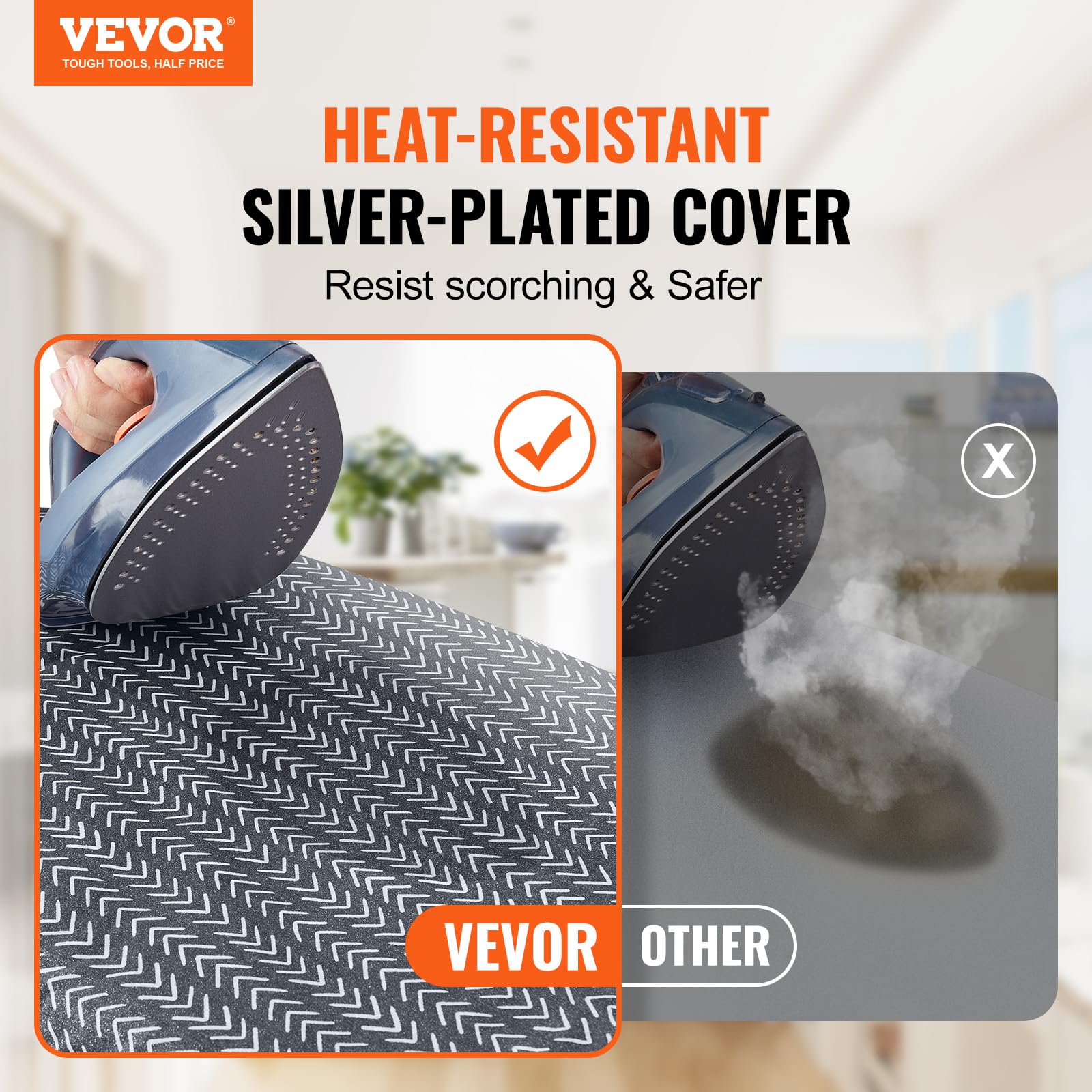 VEVOR Tabletop Ironing Board 23.4 x 14.4, Small Iron Board with Heat Resistant Cover and 100% Cotton Cover, Mini Ironing Board with 7mm Thickened Needle Cotton Layer for Small Spaces, Travel Use
