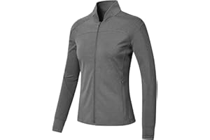 BGOWATU Women's Workout Jacket Lightweight Zip up Running Athletic Jackets with Thumb Holes