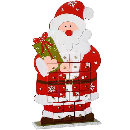 WeRChristmas Weihnachtsdekoration Holz Santa Adventskalender