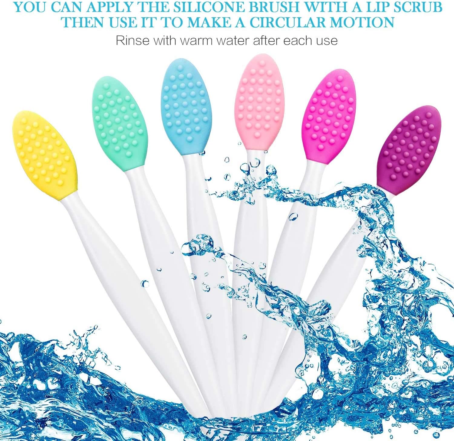 Silicone Exfoliating Lip Brush Double-sided Lip Brush Soft Cleaning Lip Brush Beauty Tool for Smoother Skin and Fuller Lip Appearance, 6 Colors (18): Beauty