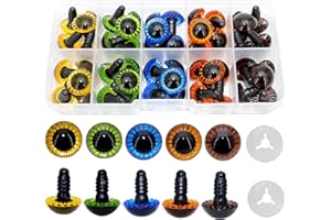 ARTCXC 50Pcs 15mm 5Colors Plastic Safety Eyes Craft Eyes with Sturdy Washers for Doll, Puppet, Plush Animal DIY Making