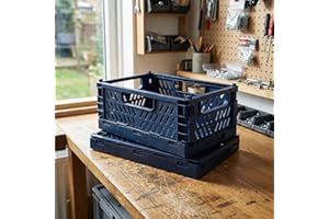 2-Pack Navy Blue Collapsible Storage Bins - 22 * 14.8 * 8.7cm/8.5x6x6.2 Inch Foldable Plastic Crates for Shelf Organization, 
