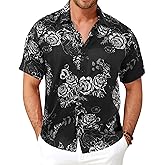 GIANZEN Men’s Hawaiian Shirt Short Sleeve Floral Button Down Casual Beach Vacation Party Shirt