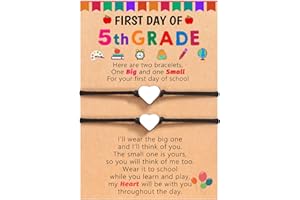 UNGENT THEM Back to School Mommy and Me Bracelet Matching Heart Wish Bracelet Set for 2 First Day of School Gifts for Boys Girls