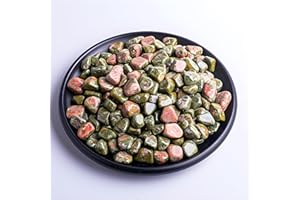SigMntun Polished Unakite Crystal Chips - 10 oz (283g) Tumbled Stone Chips Crushed Sea Glass Stones Healing Reiki Crystal Jewelry Making Home Decoration