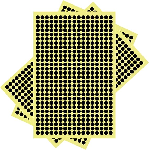 6mm Round Dots Self Adhesive Stickers 10 Sheets 4000 Dots (Black