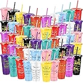 Uiifan 50 Pcs Christian Gifts Cups Bulk for Women Bible Verse Christian Tumblers with Lids and Straw 24oz Religious Church Gifts for Women Church Volunteers (Classic Color,Bible)