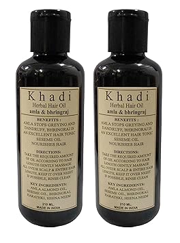 Khadi Khazana Herbal Amla and Bhringraj Hair Oil (420ml) - Twin Pack
