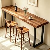 Dawselod Bar Height Table Long Bar Table Solid Wood Farmhouse Bar Table Industrial Long Bar Height Table for Kitchen Coffee Shop, Pub, No Stool (Natural Wood Color, 39.4" L x 17.7" W x 41.3" H)
