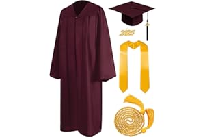 Mukum Graduation Cap and Gown 2025 Set with Tassel Honor Cord Graduation Stoles for High School College Bachelor