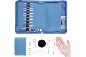 WAZAIGUR Short Interchangeable Circular Knitting Needles Set, 2-Inch Lace Circular Knitting Needles Set, Small Sizes 2.2mm, 2