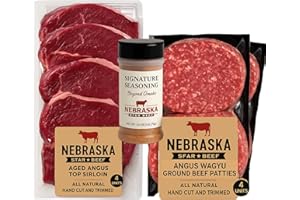 Aged Angus Top Sirloin and Ground Beef Patties by Nebraska Star Beef - All Natural Hand Cut and Trimmed and Includes Seasoning - Gourmet Package Delivered to Your Door