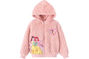 Disney Stitch Minnie Frozen Princess Girls/Boys Fleece Jacket Zipper Sherpa Fuzzy Hoodie Warm Winter Coat Outwear 2-13 Years