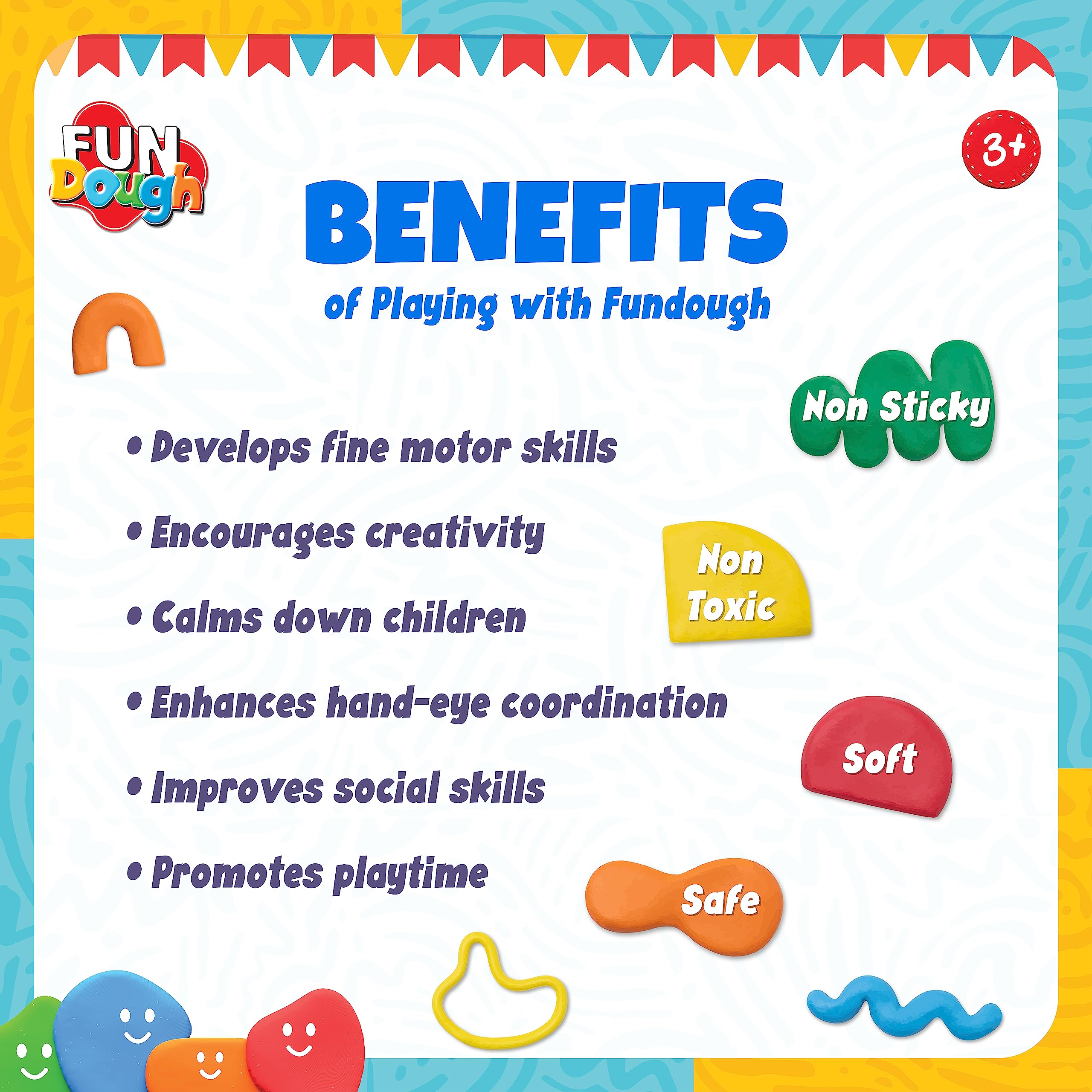 FUN DOUGH - Glitter Pack, Shaping and Sculpting, 3years +, Multi-Colour 4