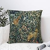 Dripglw William Greenery Forest Animals Pheasant Fox Green Floral 15 Morris Throw Pillow Covers 18x18 Inch Aesthetic Pillow Decorative Pillowcase Home Decor Living Room Cushion Case Bed Sofa Couch