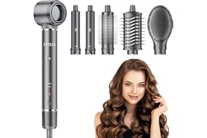 HITTRA 6-in-1 Ionic Hot Air Styler, Powerful High Speed Hair Dryer Brush, Auto Wrap Curler for Fast Drying, Volumizing&Straightening for Multi Styler, Cool Shot Button-No Heat Damage,Gift for All Hair-Travel