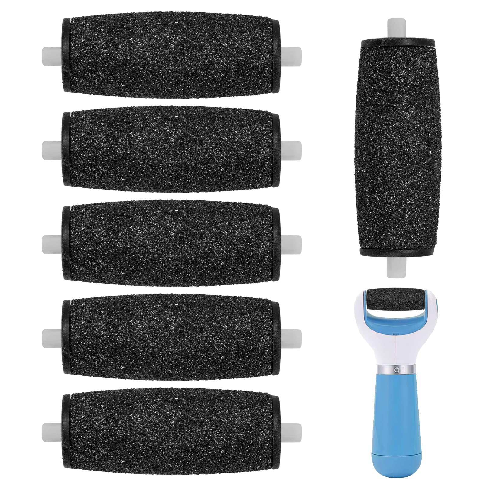 6PCS Foot File Replacement Rollers, Exfoliating Pedicure Machine Grinding Stone Head, Compatible with Micro Pedi and Scholl Velvet Smooth Replacement Rollers for Callus Removal