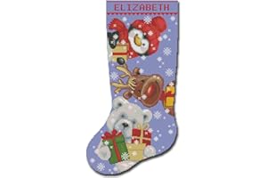 CROSSSTITCHSTYLEARTE MODERN EASY CUTE Personalized Christmas Stocking Cross Stitch Patterns for Adults, Counted Modern Funny Easy Embroidery Chart for Beginners, Cute Xmas Bear Penguin Deer Simple Holiday Design DIY, Digital Download