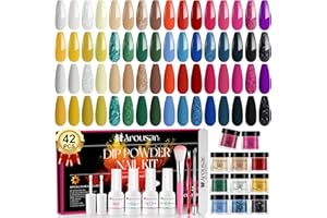 Arousar Dip Powder Nail Set Starter, 32 Colors Dipping Powder System Liquid Set, Nail Tools for French Nail Art Manicure Salon DIY at Home, Color 33