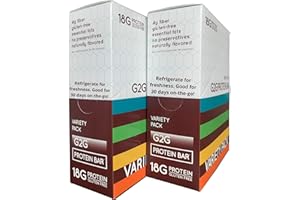 G2G Protein Bar, 8 Flavor Variety Pack, High Protein, Gluten-Free, Healthy Snack, Delicious Meal Replacement, Clean Ingredients, Refrigerated for Freshness, 16 Bars (2 Packs of 8)