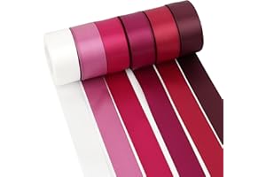 MAYREEL Burgundy Satin Ribbon 1 Inch Dark Red Maroon Ribbon for Gift Wrapping Crafts Wedding Bridal Shower Party Christmas Tree Decorations 6 Rolls 10 Yards Each Color Total 60 Yards