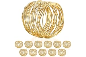 URWOOW Twisted Wire Mesh Napkin Rings Holders Décor Dinner Party Wedding Christmas Gathering (Gold 12pcs)