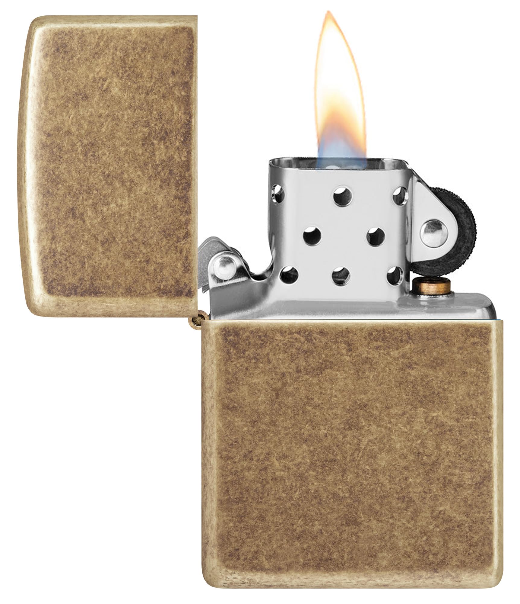 Zippo Windproof Lighter - Flame Design - Antique Brass - Refillable - Reusable - Windproof - Gift Box - Metal - Made in USA - Amazon Exclusive — image 1