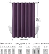Shower Curtain with Metal Hooks 182 x 198 cm Purple view 6