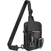 DEYACE Mens Sling Bag, YKK Zippers Small Crossbody Bag for Hiking Travel Work, Water Resistant Utility EDC Mini Chest Bag